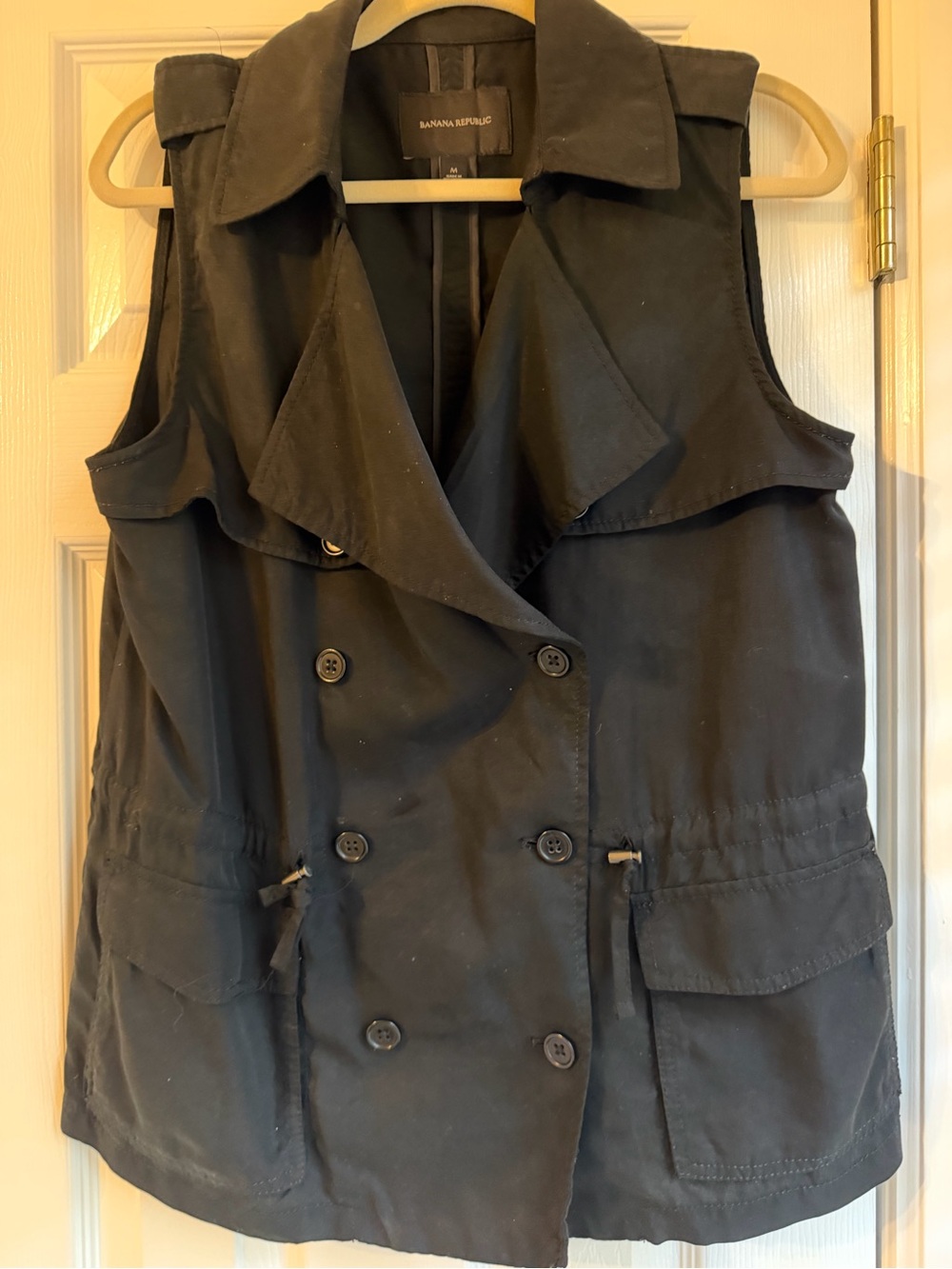 Banana Republic Black Double-Breasted Sleeveless Trench Vest